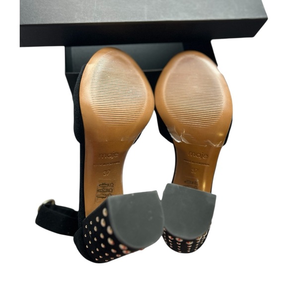 MAJE Paris Studded Block Heel Suede Sandals Heels - Picture 8 of 15